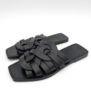 Marc Fisher LTD Kimiko Flat Sandal Slide Sandals Black Women's Size US5.5M EU36